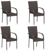 310083 vidaXL Стифиращи външни столове, 4 бр, полиратан, кафяви