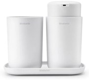 Комплект аксесоари за баня Brabantia ReNew 1003492, 3 части, 250 мл, Устойчиви на корозия, Бял