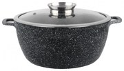 Тенджера с капак Oliver Voltz OV54318C22, Ø22x10 см, 3.2 л, Лят алуминий, Керамично мраморно покритие, Черен