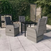 3099474 vidaXL Градински трапезен комплект от 5 части с възглавници сив
