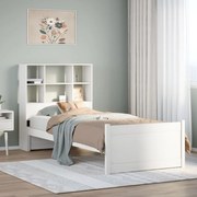 3322458 vidaXL Легло с рафтове за книги, без матрак, бял, 90x190 см, бор масив