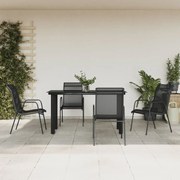 3200692 vidaXL Градински трапезен комплект 5 части черен стомана и текстилен