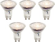 Комплект от 5 GU10 50mm димируеми LED крушки прозрачни 4.9W 430 lm 2700K