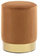 249838 vidaXL Табуретка, кафяво и златисто, кадифе 28 x 36 cm