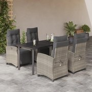 3213040 vidaXL Градински трапезен комплект 5 части с възглавници светлосив