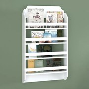 Стенно рафтче Montessori от меламин в бял цвят 80x15x132см.