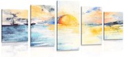 картини от 5 части – Ярък залез на морето