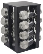Бурканчета за подправки на стойка ZEPHYR ZP 1217 CS16, 16 бр. бурканчета, 4 нива, Въртяща се основа, Черен
