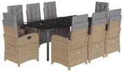 3212597 vidaXL Градински комплект с възглавници, 9 части, бежов полиратан