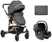 Бебешка количка 3в1 Amaia KIKKABOO - Dark Grey