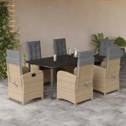 3212407 vidaXL Градински комплект с възглавници 7 части бежов микс полиратан