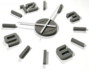 Модерен сив стенен часовник, 75 см