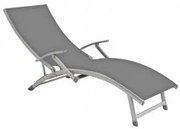 Алуминиев шезлонг с подлакътници - Сив