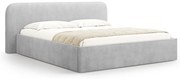 Светлосиво двойно тапицирано легло с място за съхранение с включена подматрачна рамка 200x200 cm Elizabeth – Micadoni