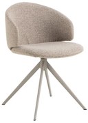 НЭЛЯ Бежово лате (тъкан Монза 60)/бежови крака - МОДЕРЕН ТАПИЦИРАН ВЪРТЯЩ СЕ СТОЛ БОХО БУКЛЕ ЗА ДНЕВНА/ТРАПЕЗАРИЯ/ОФИС