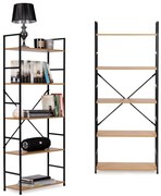 Дървен рафт с метална рамка и 5 рафта