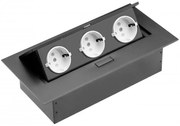 GTV AE-PB03GS-20 Pop-up контакт за вгражд., 3x Schuko, без кабел, черен