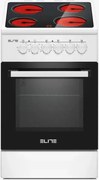 Готварска печка Elite FSVC-0576W, 1800W, 4 Витрокерамични котлона, Вентилатор, 9 степени, Черен/бял