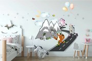 Весел детски стикер за стена Skaters In The Mountains 80 x 160 cm