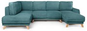 Тюркоаз сгъваем ъглов диван от рипсено кадифе (ляв ъгъл/"U" форма) Tori – Bonami Selection