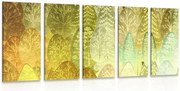 картини от 5 части – Интересни зелени асиметрични дървета