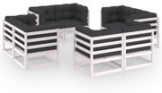 3076335 vidaXL Градински лаундж комплект, 8 части, с възглавници, бор масив