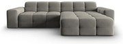Ъглов диван от сиво кадифе (десен ъгъл) Kendal - Micadoni Home