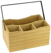 Horecano - Бамбукова стойка / органайзер с 4 разделения с дръжка 23x15xh12см (U310)