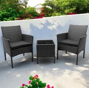 Ратанов комплект с маса и 2 фотьойла - сив + антрацитни възглавници