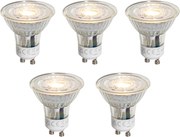 Комплект от 5 GU10 50mm димируеми LED крушки прозрачни 4.9W 500 lm 2700K