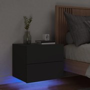 Sonata H Нощно шкафче за стена с LED светлини, черно