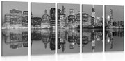 картини от 5 части – Град Манхатън в черно-бяло