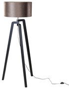 Подова лампа черна с кафяв велурен абажур 50см - Puros