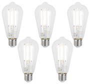 Комплект от 5 Интелигентни димируеми LED крушки E27 ST64 прозрачни 7W 806lm 2700-6500K