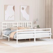 3193942 vidaXL Рамка за легло с табла, бяла, 200x200 см, масивно дърво