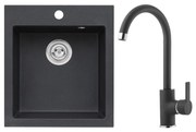 ALVEUS SETA737 - Кухненска мивка CORTINA + кухненски смесител TONIA гранит/черен