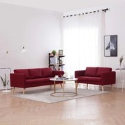 276857 vidaXL Комплект дивани, 2 части, текстил, виненочервен
