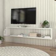 Стенно ТВ обзавеждане Regnar TopMebel от меламин в бял цвят 168.6x25x31.8cm