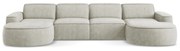 Кремав шенилов ъглов диван (U форма) Omao – Makamii