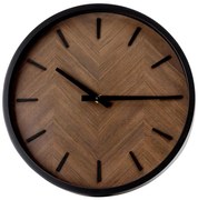 Стенен часовник Ø30 см, 1xAA, черно/кафяв
