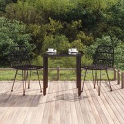 3157894 vidaXL Градински трапезен комплект, 3 части, черен, полиратан