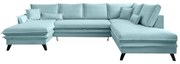 Светлосин U-образен разтегателен диван, десен ъгъл Charming Charlie - Miuform