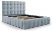Светлосиньо тапицирано двойно легло с място за съхранение и решетка 160x200 cm Bali - Cosmopolitan Design