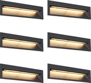 Комплект от 6 модерни вградени стенни лампи черни 28 см вкл. LED IP65 - Mert