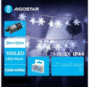 Aigostar - LED Екстериорни Коледни лампички 100xLED/8 функции 13m IP44 студено бял