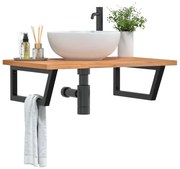 3302451 vidaXL Стенен рафт за мивка, стомана и масивно дърво бук