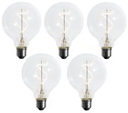 Комплект от 5 димируеми LED спирални филаментни крушки E27 G95 4W 270LM 2700K