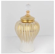 Керамичен буркан 35x17,5 см златист/бял