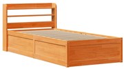 3307091 vidaXL Рамка за легло с табла, восъчнокафяв, 100x200 см, масивно дърво