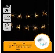 Aigostar LED коледен гирлянд 20xLED, 3,3м, 3xAA, еленчета